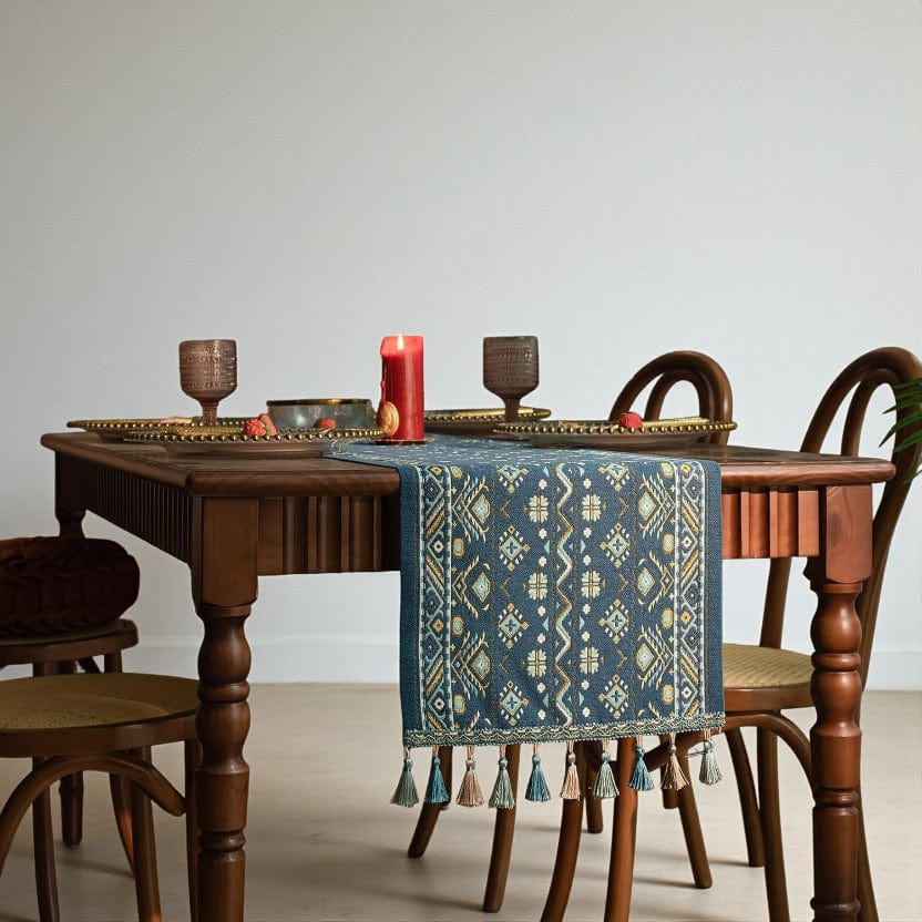 Chemin De Table Bleu Gris 