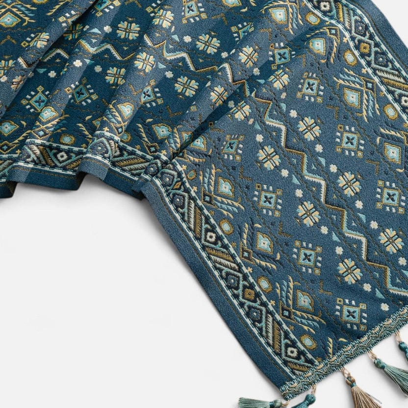 Chemin De Table Bleu Gris 