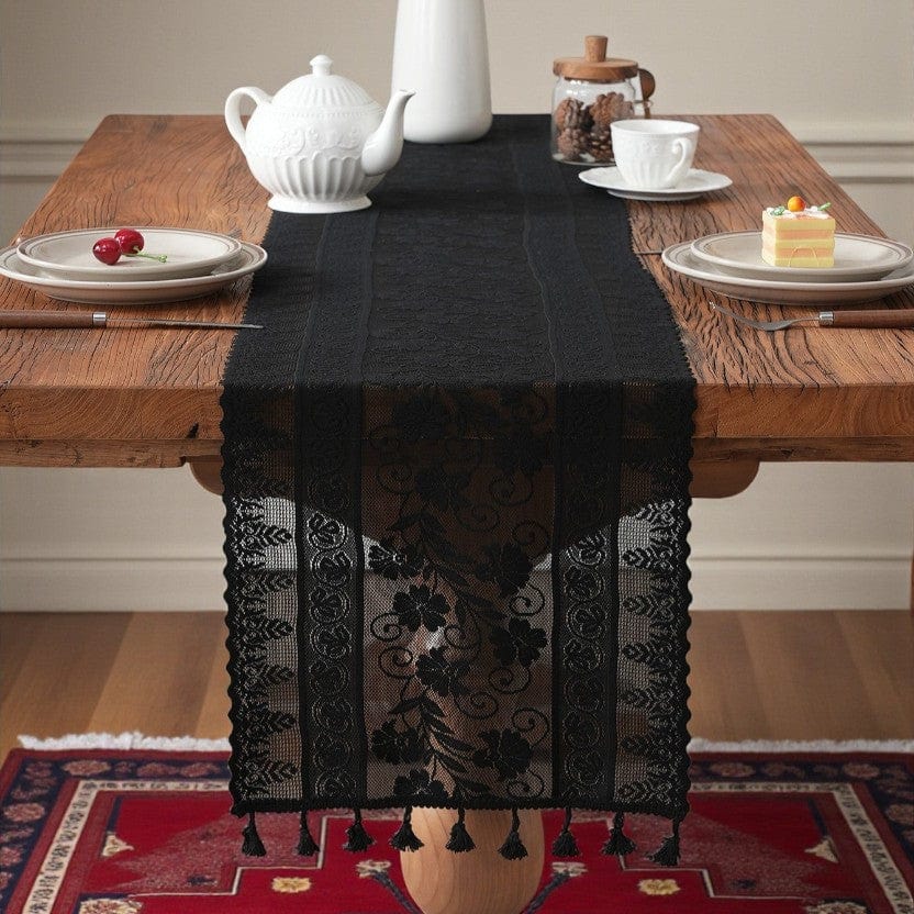 Chemin De Table Dentelle Noir 