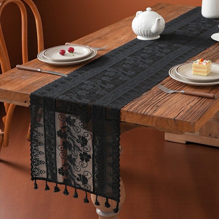 Chemin De Table Dentelle Noir 