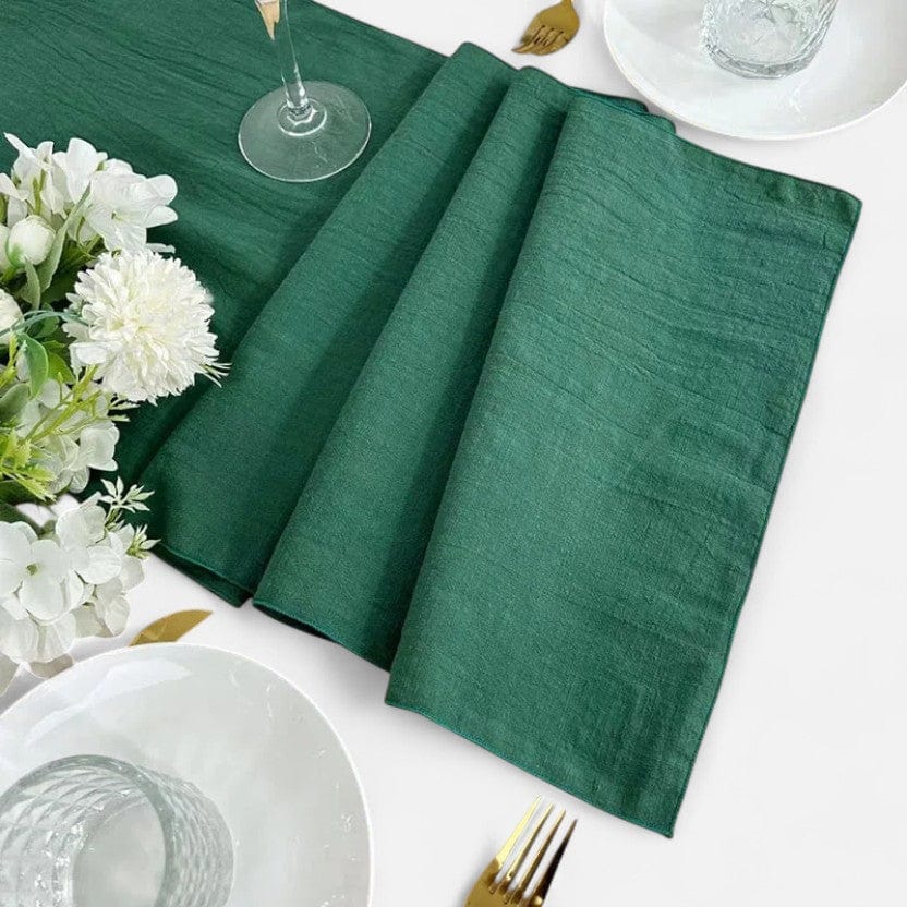 Chemin de table gaz de coton vert