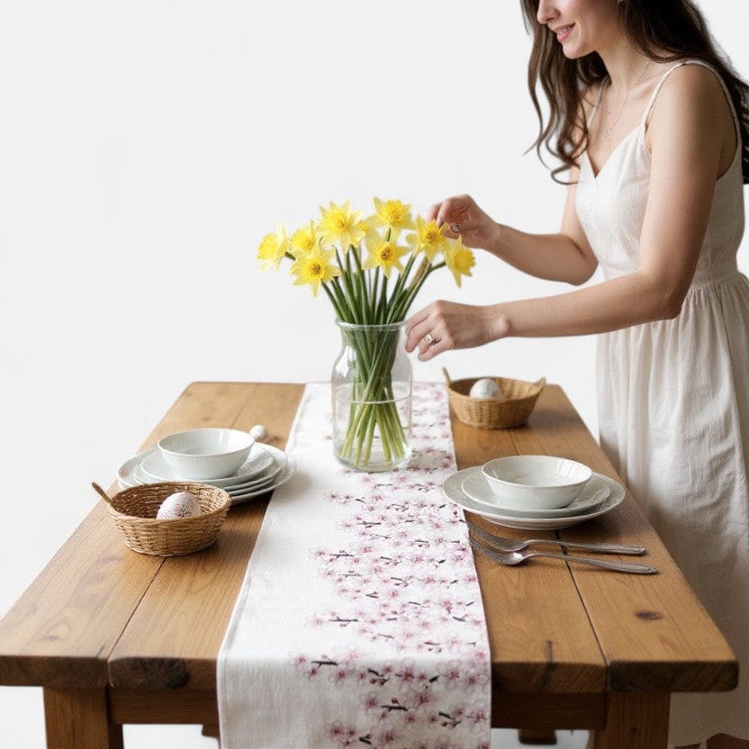 Chemin De Table Lin Blanc  