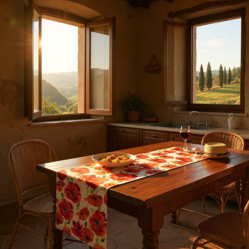 Chemin De Table Lin Rose 33x183cm