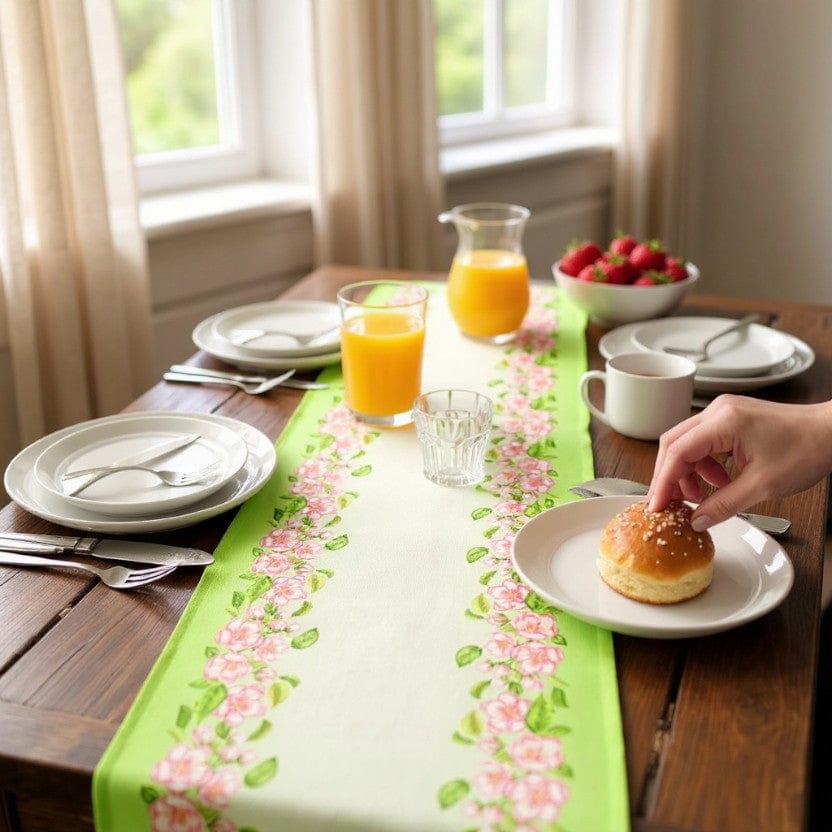 Chemin De Table Lin Vert 