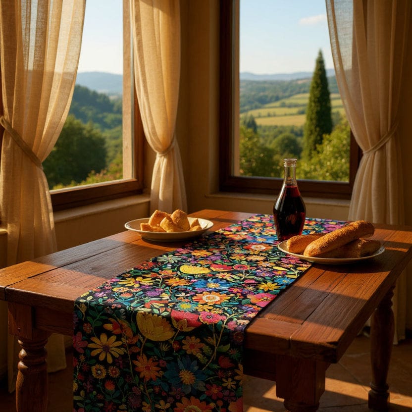 Chemin De Table Noir Motif 