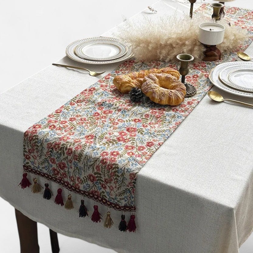 chemin de table rouge et bleu
