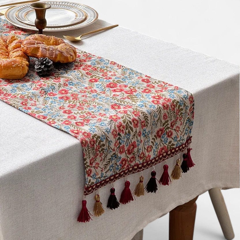 chemin de table rouge et bleu