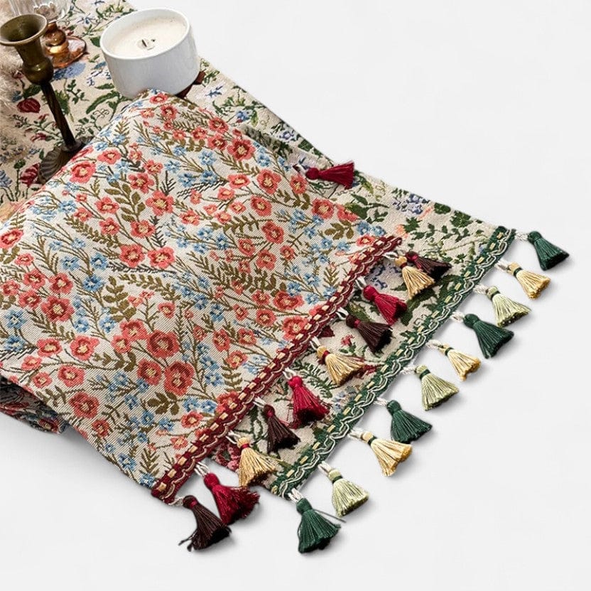 chemin de table rouge et bleu