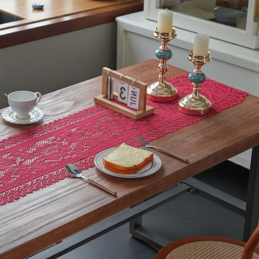 Chemin De Table Rouge Tissu 