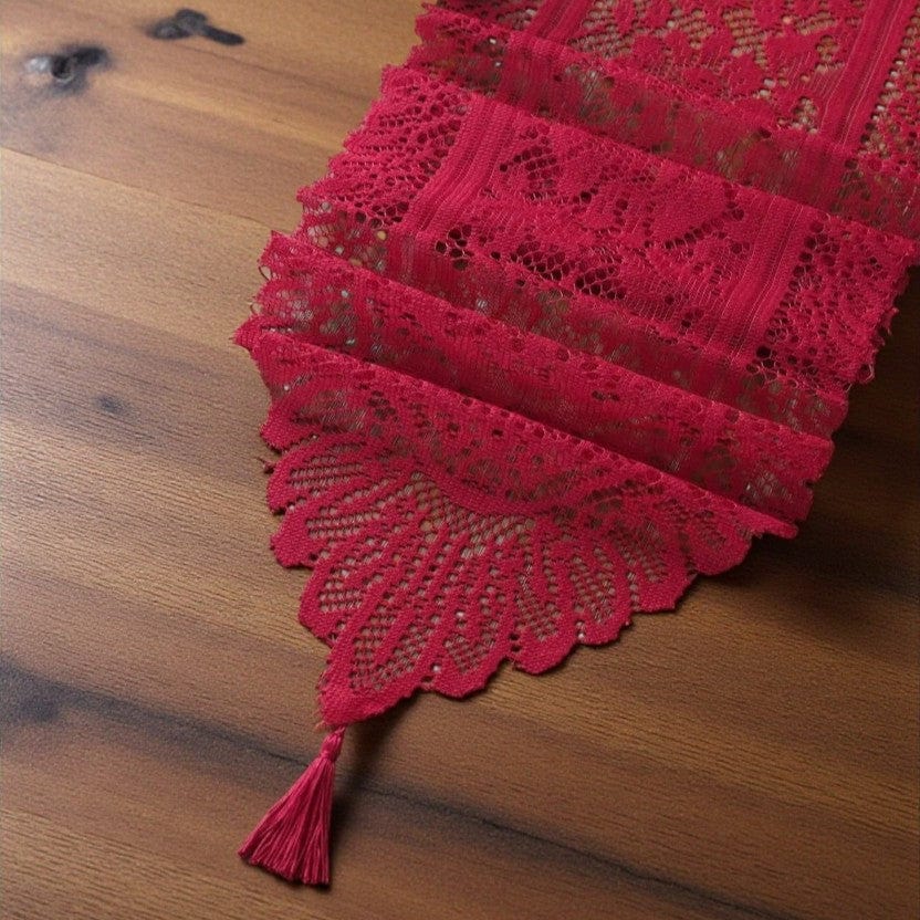 Chemin De Table Rouge Tissu 