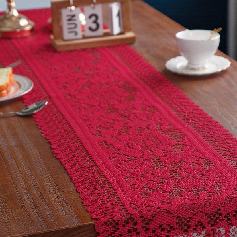 Chemin De Table Rouge Tissu 
