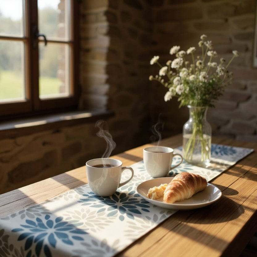 Chemin De Table Tissu Beige 