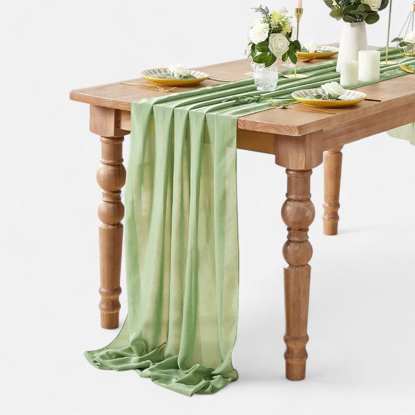 Chemin de table vert sauge 